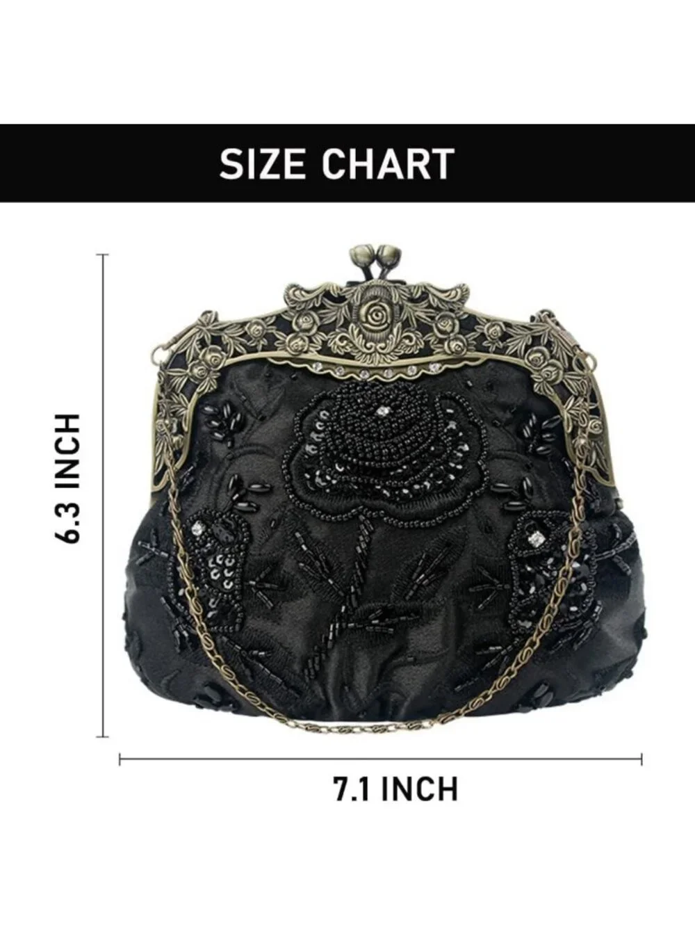 Vintage Beaded Sequin Flower Evening Clutch | Wedding & Prom Party Handbag